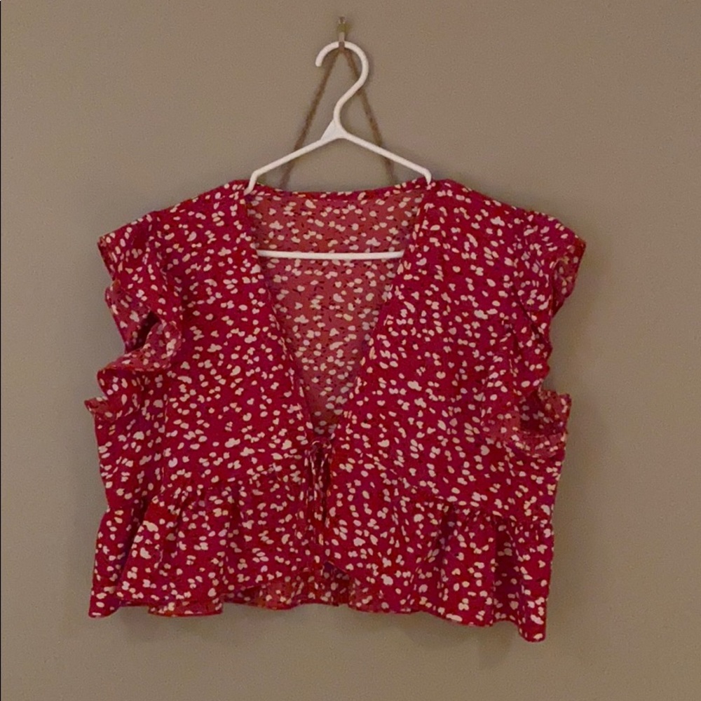 Tie Up Front Cropped Shirt